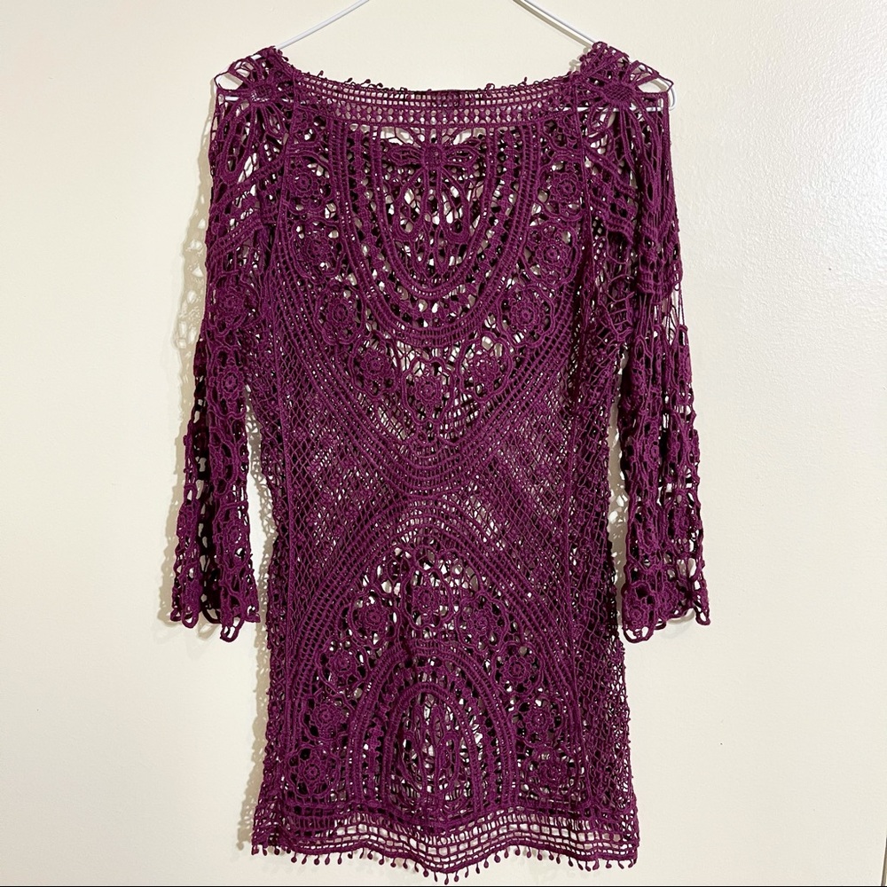Umgee Lacy Mesh Long Sleeve Cover Up size Small - Picture 14 of 14